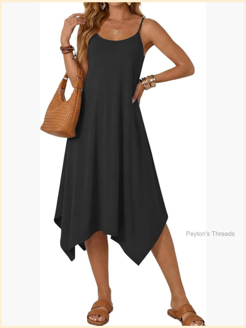 Sleeveless Spaghetti Strap Sundress with Pockets Asymmetrical Midi Dress